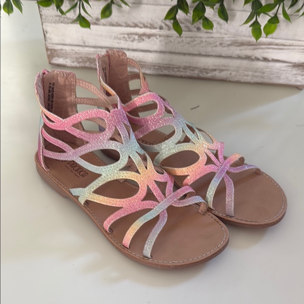 Pacifica Pink and Blue Sandals with Elegant Straps